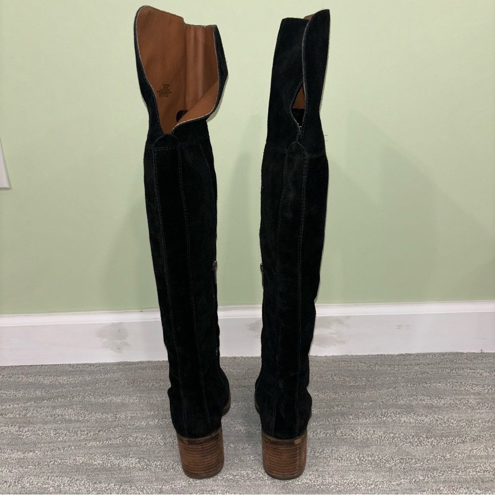 Lucky Brand Women’s Ramsden Black Suede Over The Knee Heeled Boots Size 8 - Picture 4 of 7